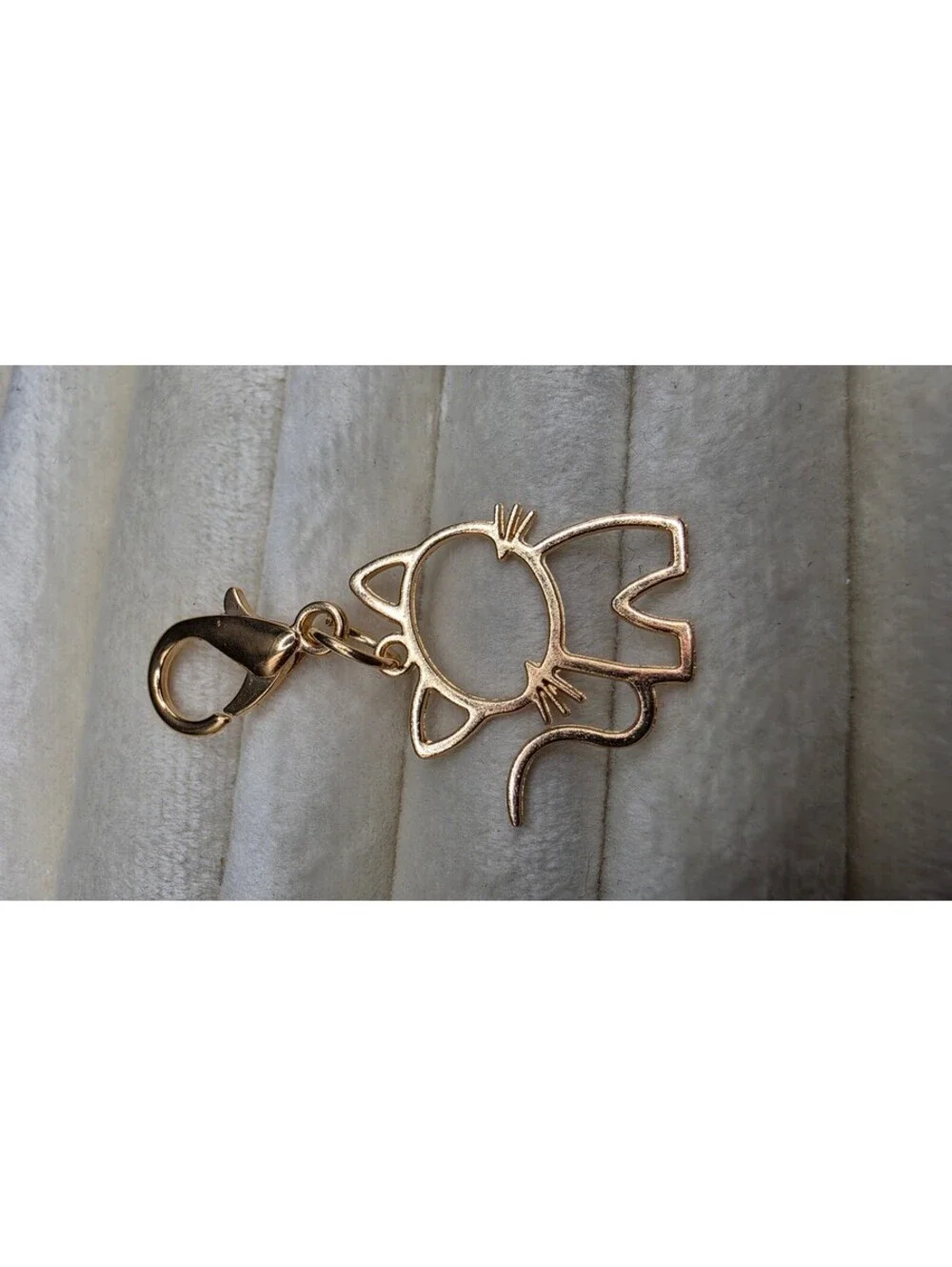 Gold and Silver Tone Cat Charm Keychain Set